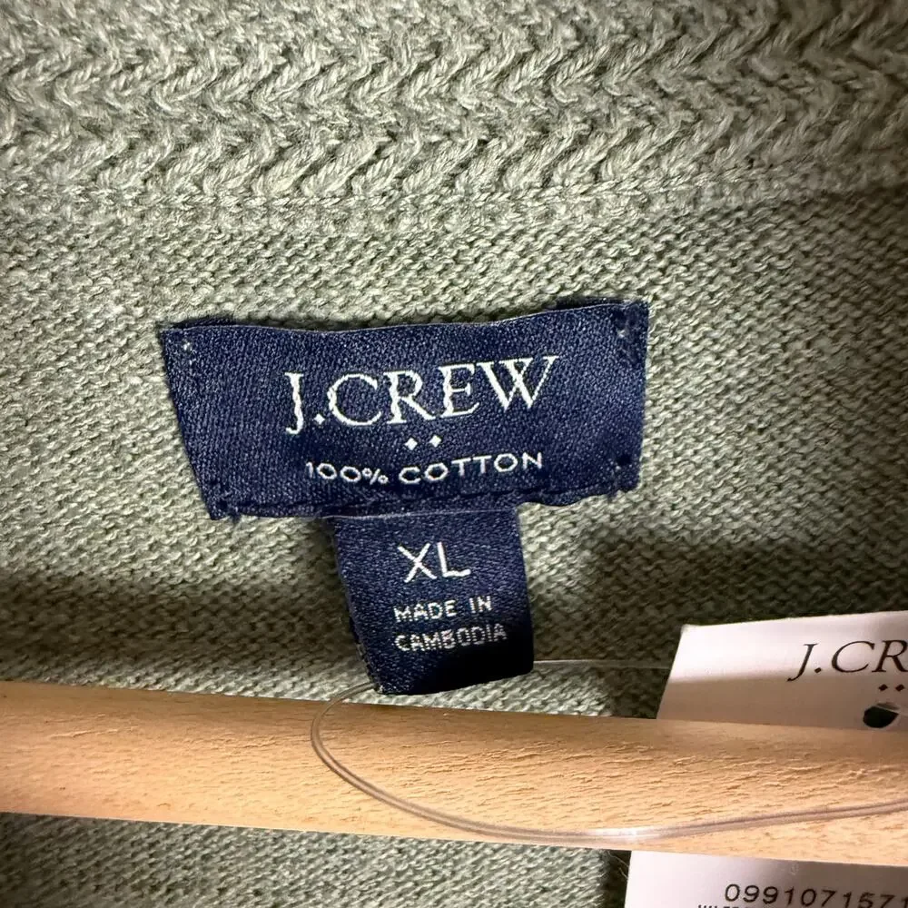 J.Crew Green Cotton Quarter Zip Long Sleeve Pullover Sweater Men’s Size XL